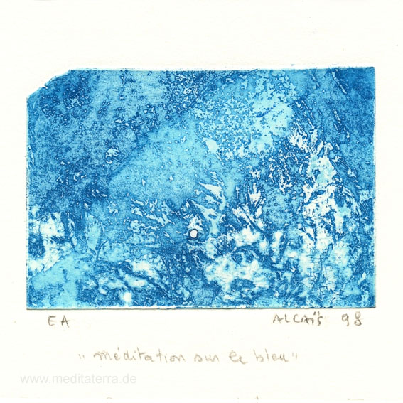 Yves Alcais 1, France, Meditation Sur Le Bleu, Aquatinte, 1998