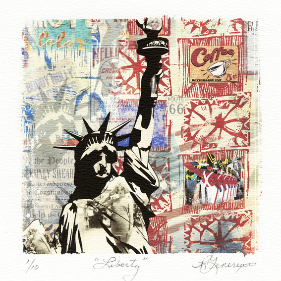Ray Genereux, 1, USA, Liberty, Montage Print, 13 x 13 cm